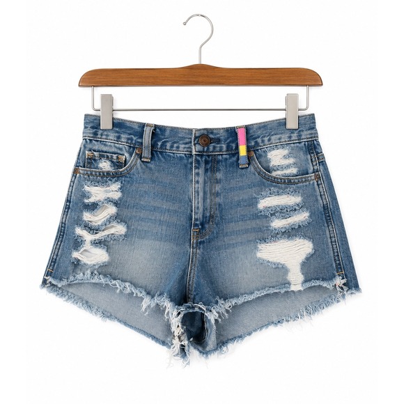 Hollister Pants - Hollister Medium Wash Distressed Denim Shorts Women Size 9 W29 Frayed Raw Hem